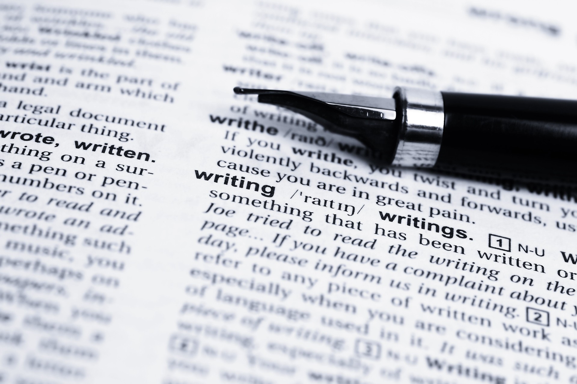 Writing word and fountain pen